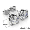 Silver Tone Six Prong Round Clear Stone Solitaire Stud Earrings view 2