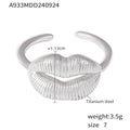 Open Lip Shaped Textured Adjustable Ring Titanium Steel view 6