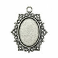 Lace Edge Oval Cabochon Pendant Tray in Two Finishes view 3