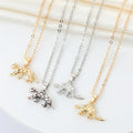 Dinosaur and Leopard Pendant Necklaces in Four Metal Finishes view 1