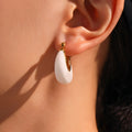 U-Shape Resin Hoop Earrings Metal Frame Green White Amber Clear view 8