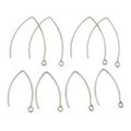 Long V-Shaped Earring Hooks in Gold and Steel Sizes view 2