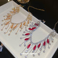 Crystal Fringe Choker Necklace in Red or Champagne Gold view 4