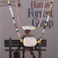 Multicolor Natural Stone Baroque Pearl Bead Necklace Gold Accents view 4