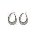 Textured Oval Hoop Earrings In Gold And Silver Tones view 5