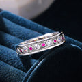 Silver Tone Pink Stone and Scroll Pattern Eternity Band Ring view 3
