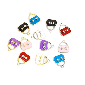 Enamel-Look Handbag Alloy Charms in 12 Styles for Jewelry Crafts