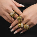 Hollow Hemisphere Zircon Necklace Ring Stud Jewelry Set view 3