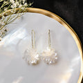 Eight White Petal Flower Long Dangle Earring Designs view 6