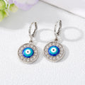 Gold and Silver Tone Crystal Blue Evil Eye Huggie Earrings view 4