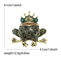 Crowned Green Mosaic Frog Brooch With Emerald Crystal Eyes view 5