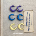 Colorful Polka Dot Half Hoop Stud Earrings Statement Jewelry view 3
