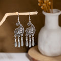 Fifty-One Silver Tone Ornate Ethnic Fringe Dangle Earrings view 8