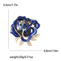Layered Enamel Rose Brooch in Red or Blue with Crystal Leaves view 6