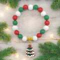 Christmas Tree Bead Bracelet Reindeer Ring Earrings Set view 4
