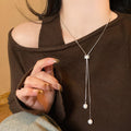 Y Shaped Pearl Drop Pendant Necklace in Two Tones Fashion Jewelry view 2