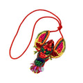 Beaded Lobster Charm Pendant with Red Cord and Sequin Tail view 5