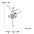 Rhinestone Ballerina Dancer Brooch Gold Silver Metal Pin view 6