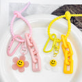 Smiley Daisy Charm Keychain With Speech Bubble Tag And Acrylic Chain view 2
