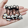 Panda Figure Black Clip Charms in Five Distinct Poses view 2