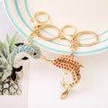 Rhinestone Dolphin Keychain Gold Metal Crystal Bag Charm view 2