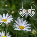 Daisy Heart Silver Tone Hook Earrings Polished Jewelry Accessory view 3