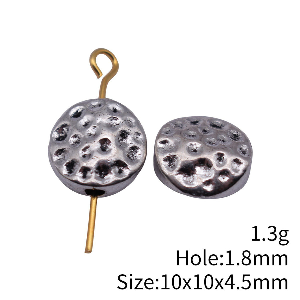 10x10x4.5mm 1.3g Antique Silver Zinc Alloy Hammered Round Small Hole Spacer Beads for DIY Bracelet Jewelry