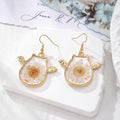 Gold Frame Resin Dried Flower Halloween Earrings 6 Styles view 2