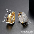 Gold Tone Pavé Triangle Huggie Hoop Earrings Clear CZ view 4