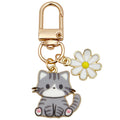 Gray Cat and White Daisy Enamel Clip Keychain Eight-Style Collection view 5