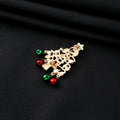 Gold Christmas Tree Brooch Multicolor Crystal Dangle Bells view 4