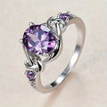 Round Solitaire Vine Ring In Purple And Blue Stone Options view 2