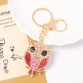 Rhinestone Owl Bird Metal Keychain Gold Clasp Enamel Wings view 2