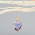 Gold Tone Faceted Heart Glass Pendant Necklaces in Four Colors view 6