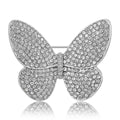 Pavé Crystal Butterfly Brooch With Polished Metal And Sculpted Decorative Details view 2
