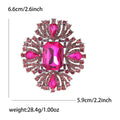 Rectangular Crystal Cluster Brooch in Detailed Metal and Crystal Design view 9