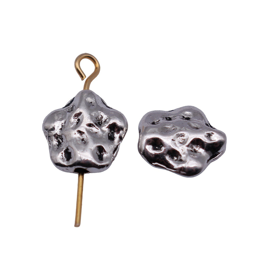 10x10x4.3mm 1.1g Antique Silver Tone Zinc Alloy Hammered Five Point Star Flat Spacer Beads for DIY Jewelry