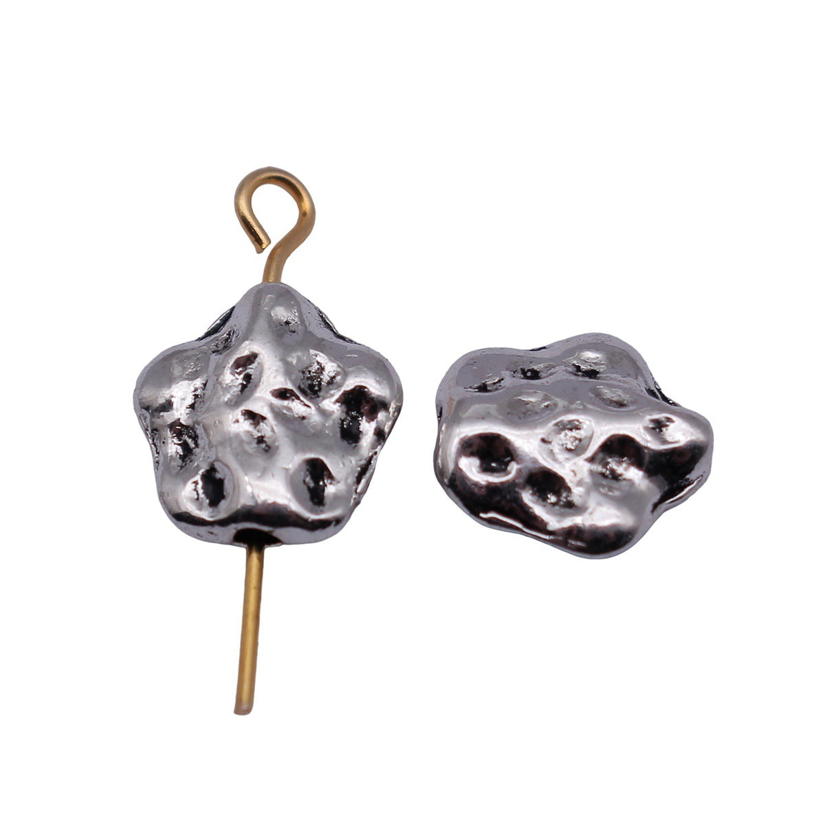 10x10x4.3mm 1.1g Antique Silver Tone Zinc Alloy Hammered Five Point Star Flat Spacer Beads for DIY Jewelry