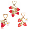 Resin Strawberry Charm Keychain with Enamel Daisy Accent view 5