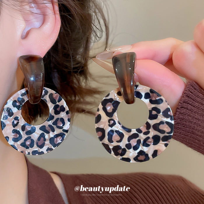 Chunky Leopard Print Resin Hoop Earrings in Two Patterns