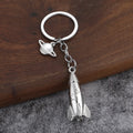 Rocket And Planet Metal Keychain In Four Metallic Finishes view 3