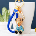 Seated Jeweled Bear Keychains with Color-Coordinated Braided Loops view 3