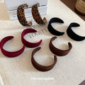 Flocked C Hoop Stud Earrings in Leopard and Burgundy view 1