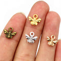 Tiny Bee Charms in Gold, Silver, and Antique Bronze Tones view 4