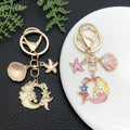 Pink or Blue Mermaid Starfish and Shell Keychains with Metal Hardware view 2