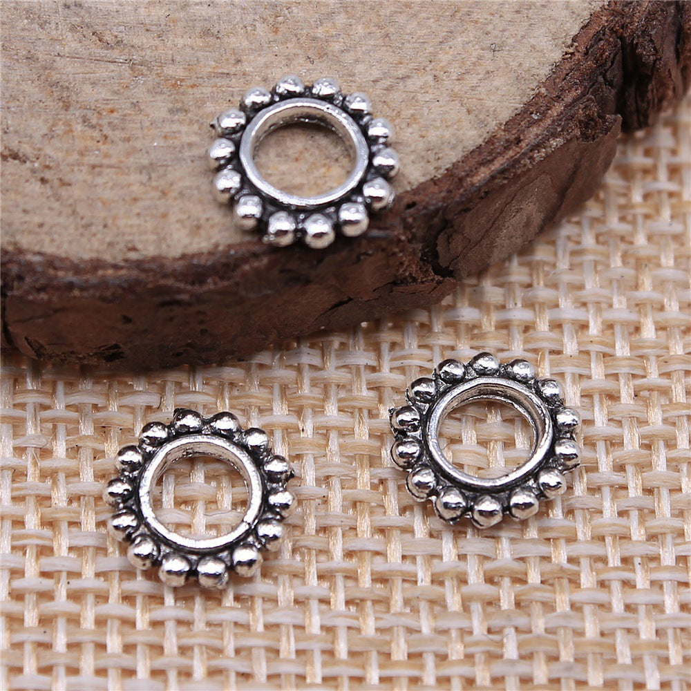 9x9x2mm 0.4g Multicolor Zinc Alloy Flat Round Large Hole Spacer Beads for Bracelet Necklace DIY