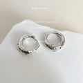 Textured Organic Huggie Hoop Earrings Gold and Silver view 7