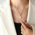 OT Toggle Square Tag Pendant Necklace Triangle Stone Accent view 4