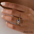 Gold Tone Multicolor Cluster and Curved Band Ring Set 6-10 view 4