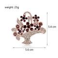 Flower Basket Crystal Metal Brooch Pin for Jackets and Lapels view 2